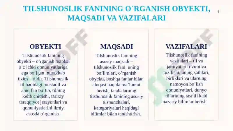 Tilshunoslik fanining o'rganish obyekti 3
