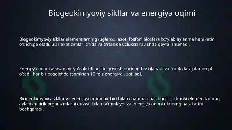 Biosferada modda va energiya aylanishi 3