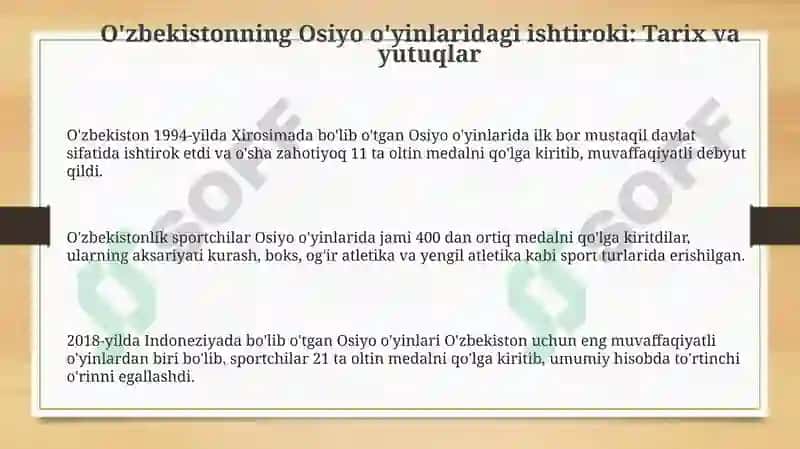 O'zbekistonsportchilariniOsiyoo'yinlaridaishtiroki 3