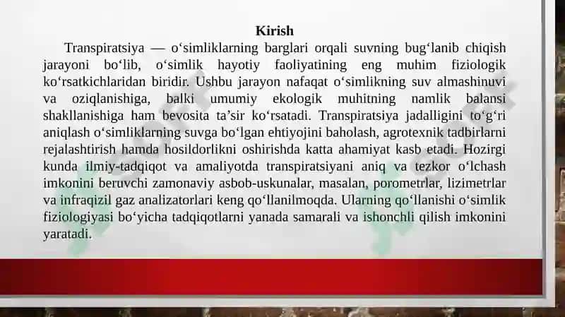 Transpiratsiya jadalligini aniqlashda zamonaviy asbobuskunalardan foydalanish 3