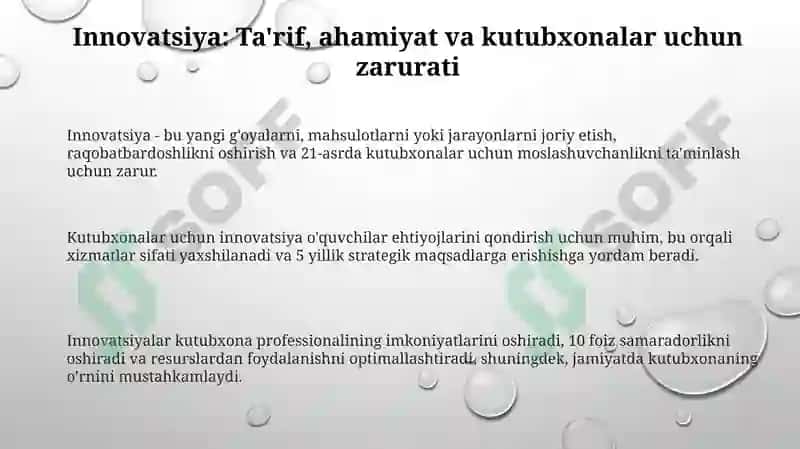 Kutubxona mutaxassislarning innavatsion kuchini boshqarish 3