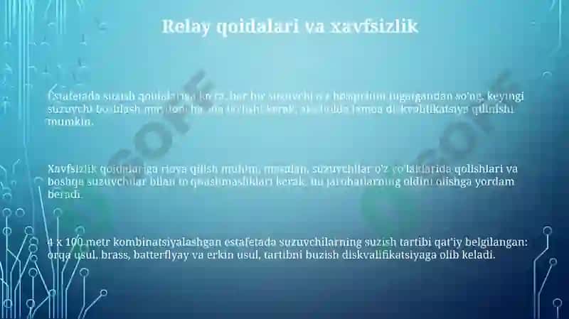 Estafetada suzish qoidalariga rioya qilish 3