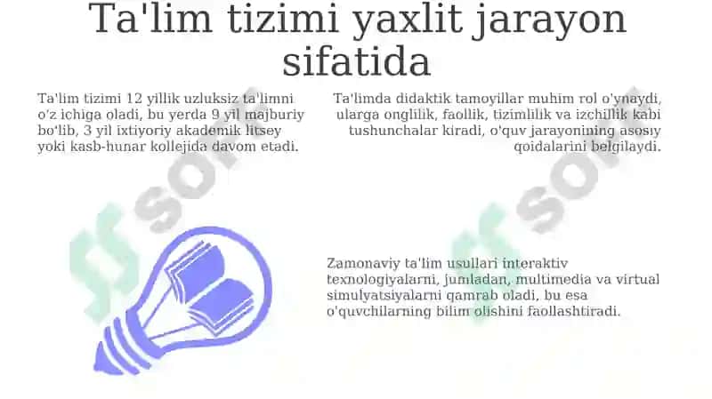 Ta'lim tizimi yaxlit jarayon sifatida 3