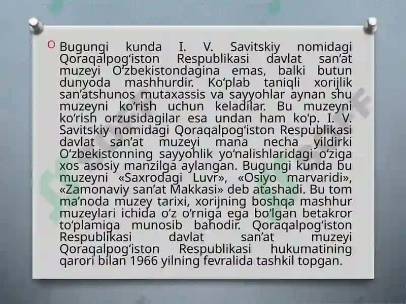 I.V. Savitskiy nomidagi Qoraqalpog'iston davlat san'at muzeyi 3