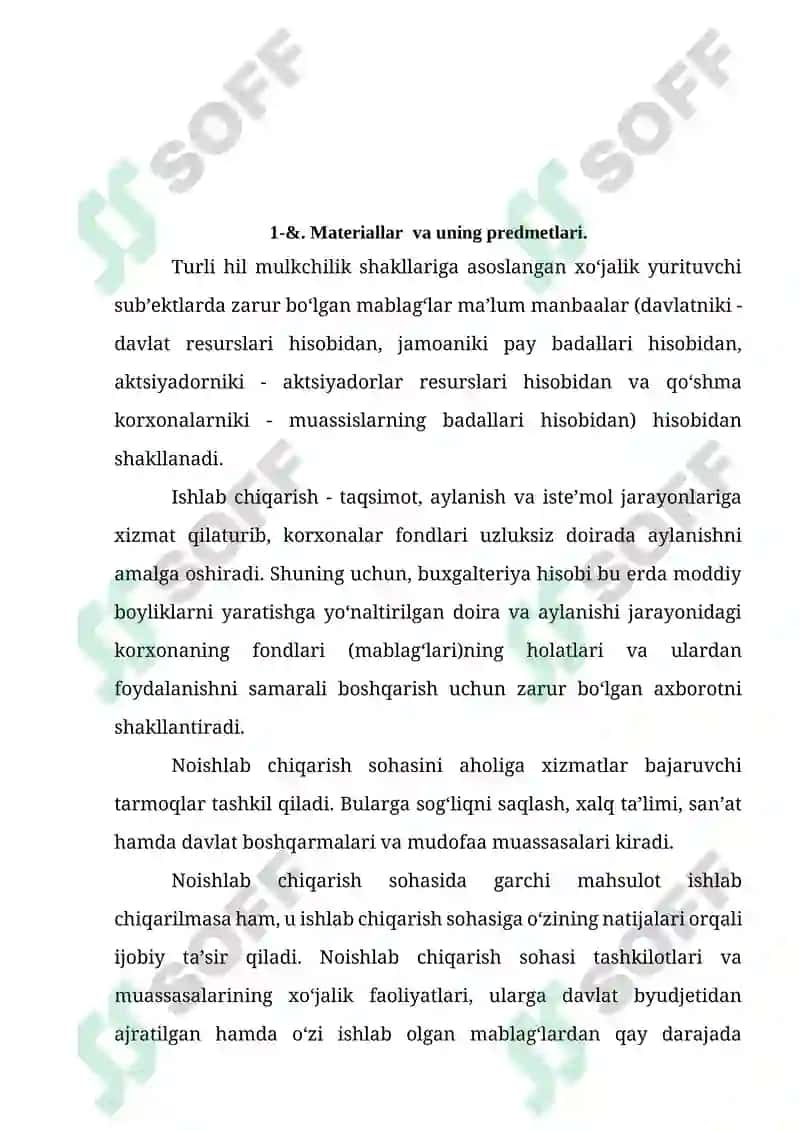 MATERIAL, MEHNAT VA USTAMA HARAJATLARI 3