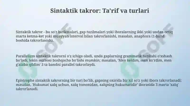 Sintaktik takror 3