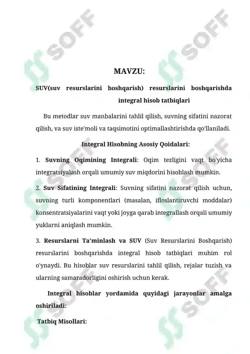 SUV OQIMLARINI HISOBLASH 3