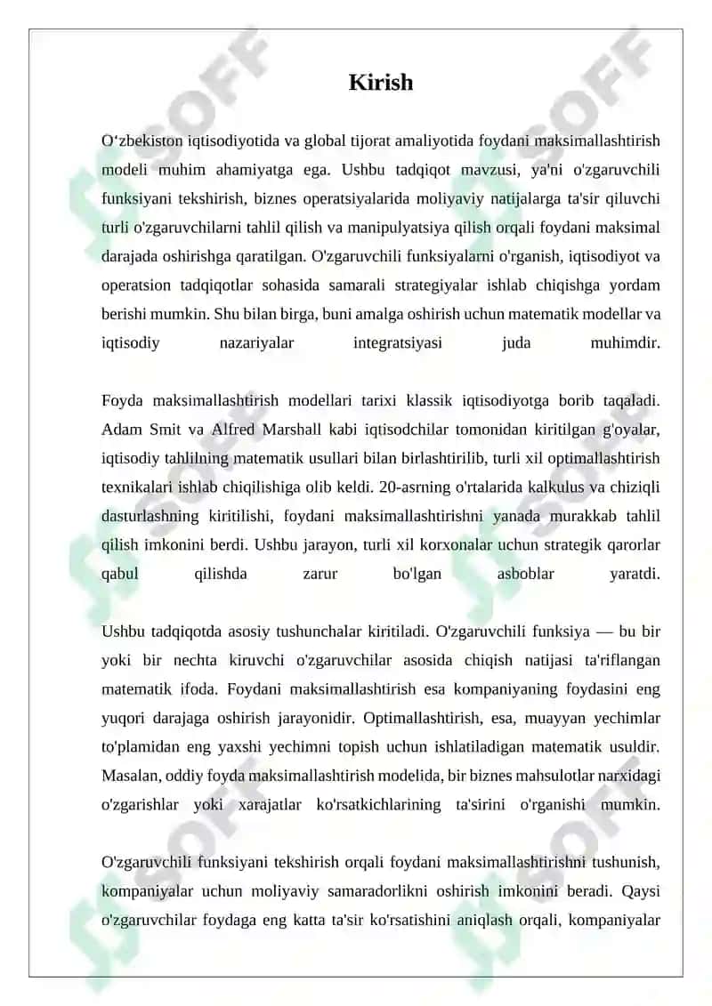 Foyda maksimallashtirish modellari 3