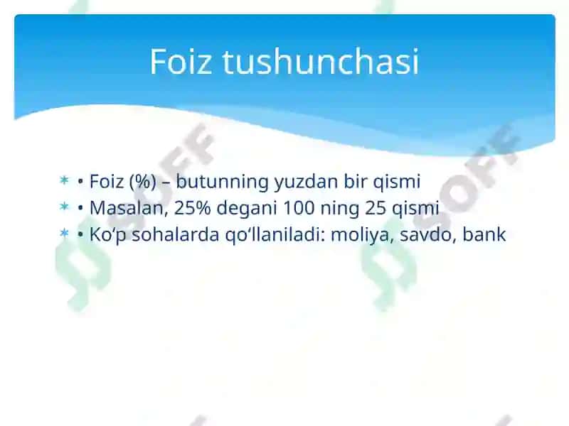 Foiz tushunchasi 3