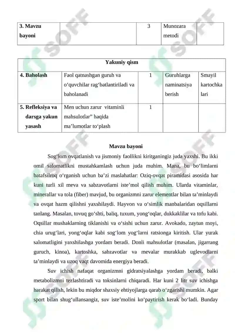 “Salomatlik ulkan boylik” Mikrodars Ishlanmasi 3