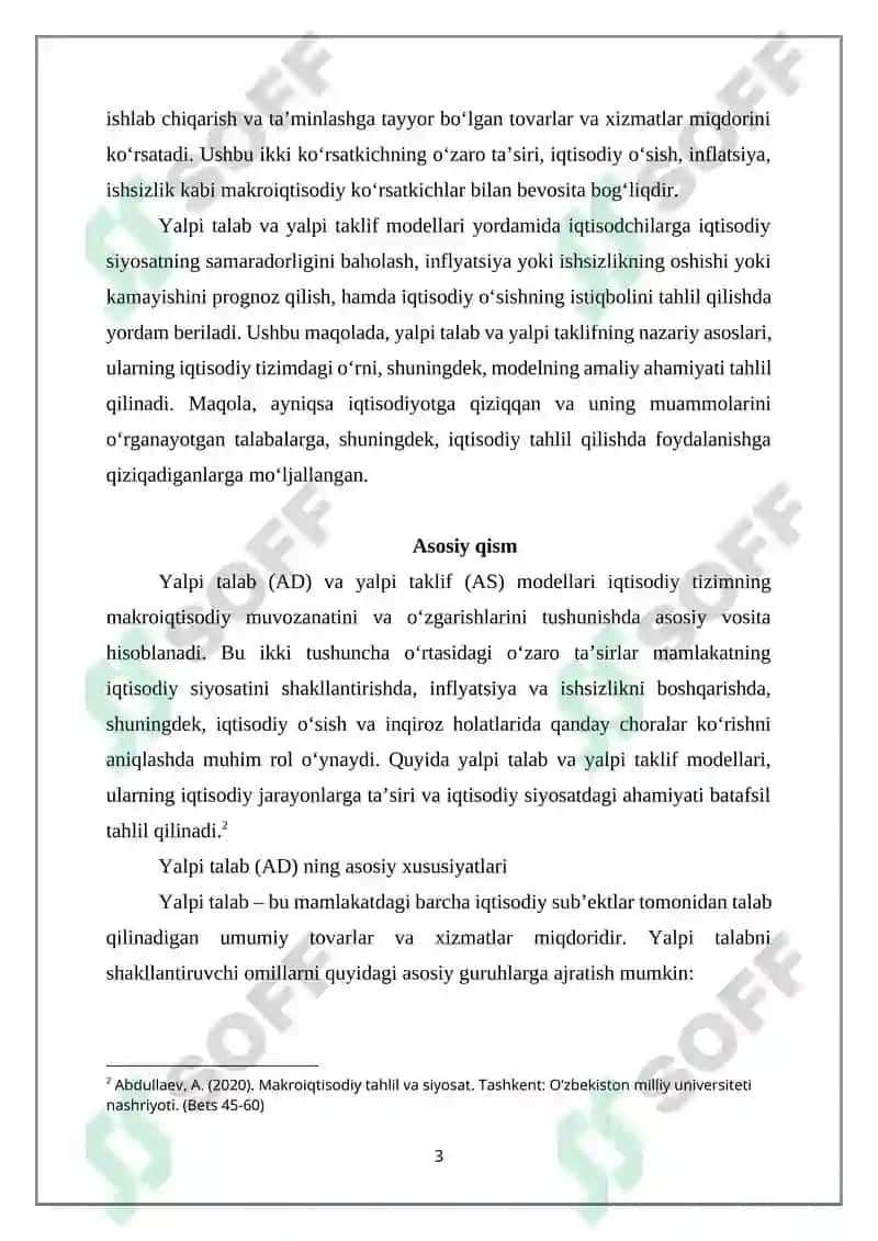 Yalpi talab va yalpi taklif modeli 3