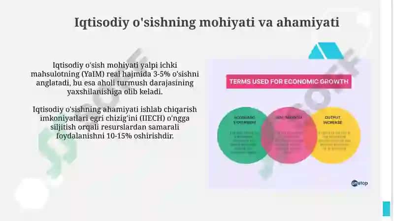 Iqtisodiy o‘sishning mohiyati, asosiy tavsifnomasi va modeli 3