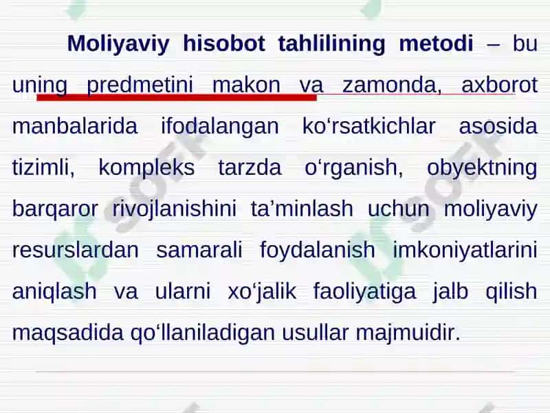 Moliyaviy hisobot tahlilining metodlari va usullari 3
