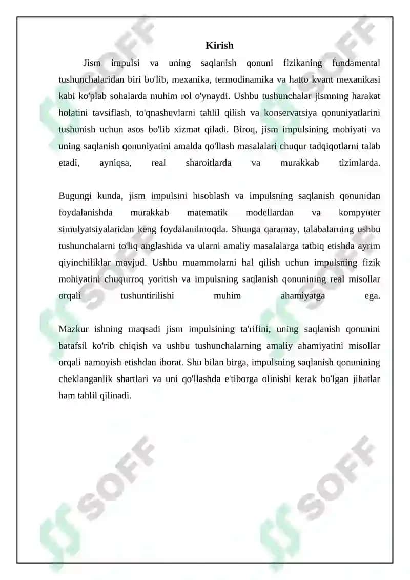 Jismning impulsi. Impulsning saqlanish qonuni 3