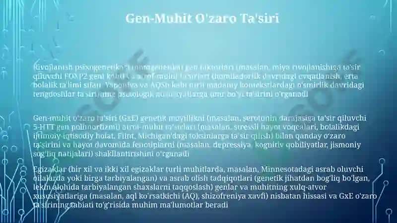 Taraqqiyot psixogenetikasi (ontogenetika) 3