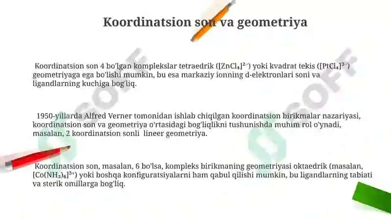 Koordinatsion birikmalar nazariyasi 3