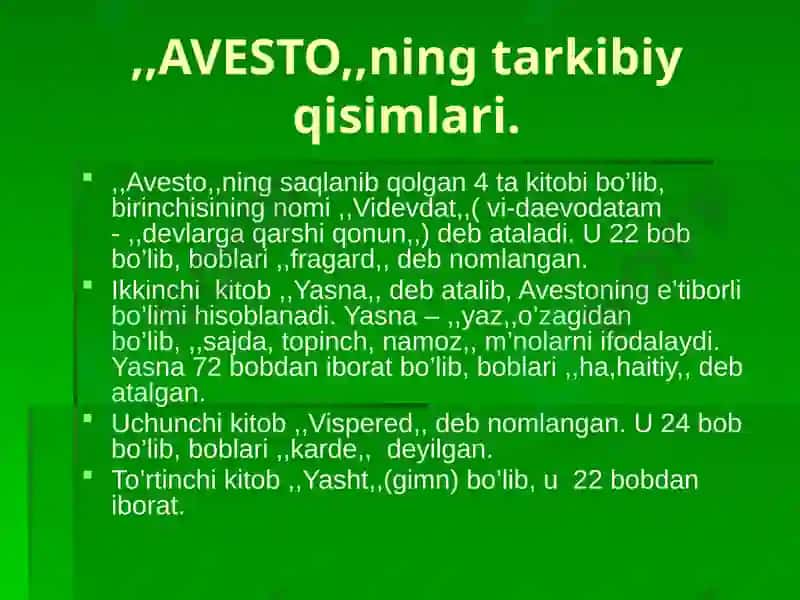 ZARDUSHTIYLIKNING VUJUDGA KELISHI 3