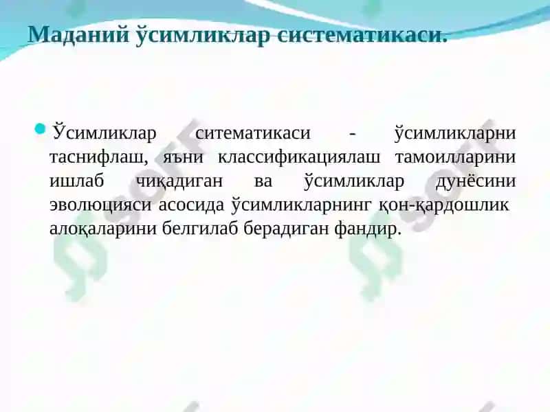 Маданий ўсимликлар систематикаси 3