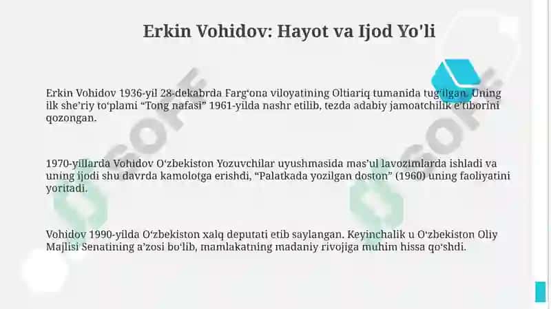 Erkin Vohidov dostonnavis 3