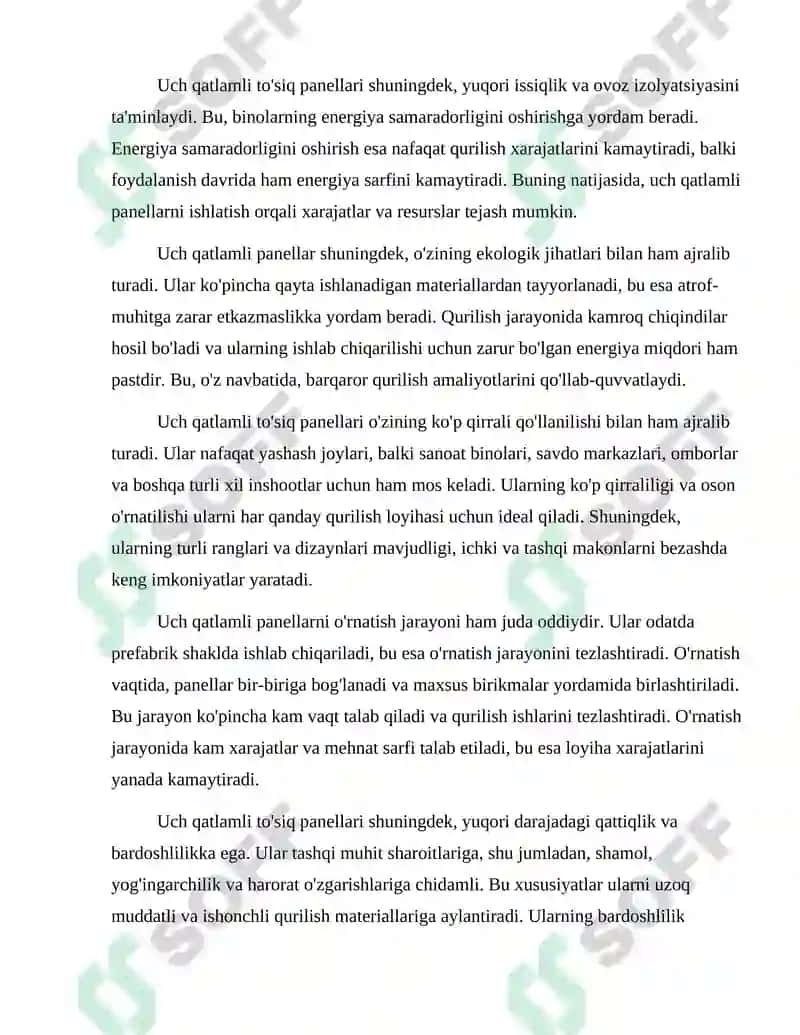 Uch qatlamli to'siq panellari 3