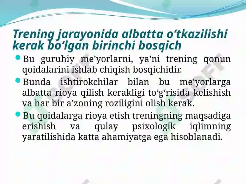 Treningmashg’ulotlarining bosqichi 3