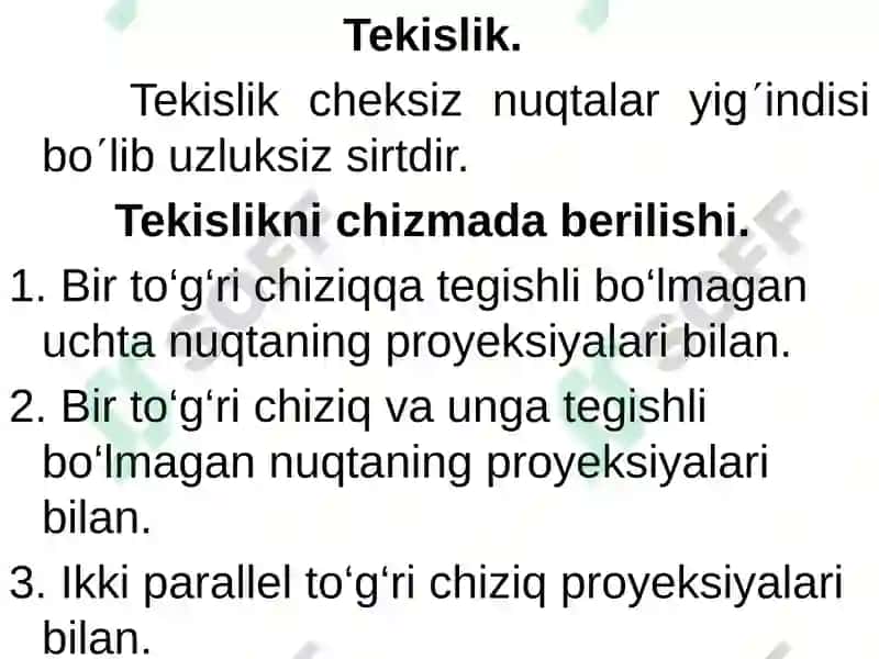 Tekislikning epyurda berilishi 3