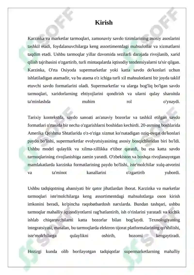 Karzinka va Marketlar Tarmoqlari 3