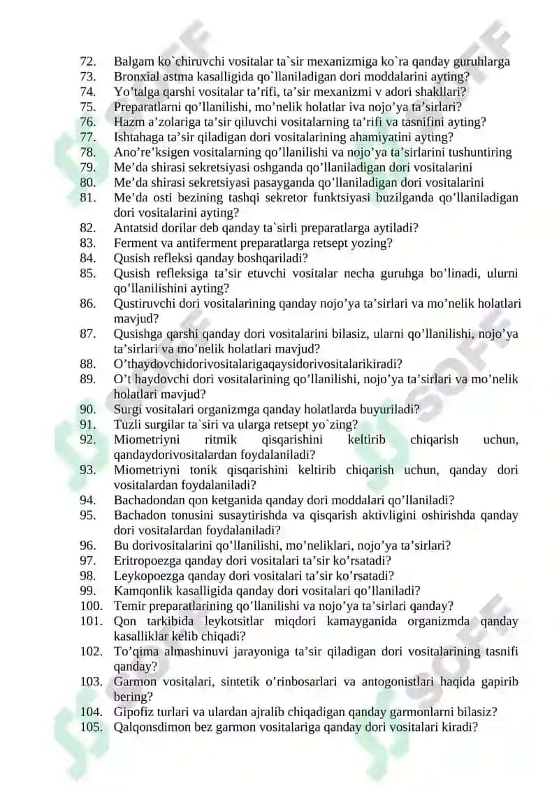Farmatsevt asistenti savollari 3