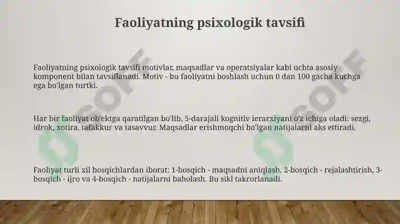Faoliyatning psixologik tavsifi 3