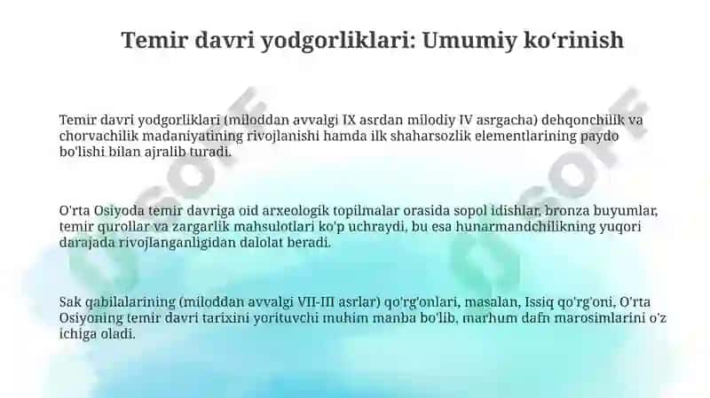 Oʼrta Osiyoning temir davri yodgorliklari 3