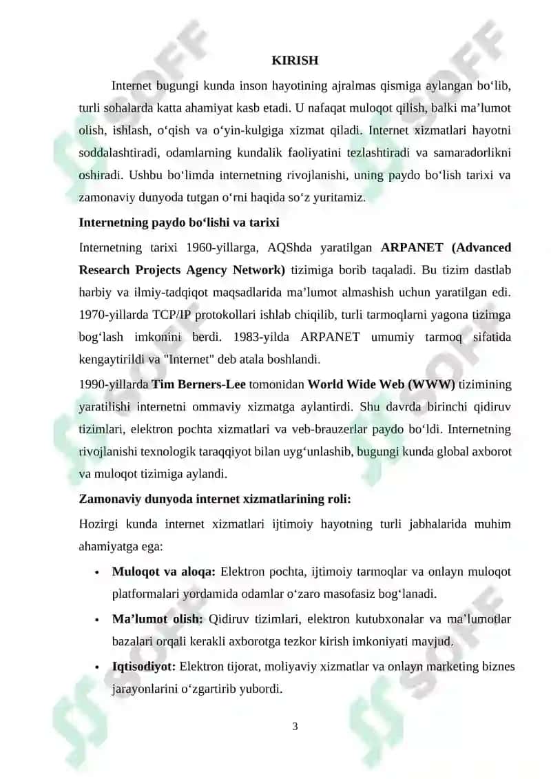 Internet xizmatlari va ulardan faoliyatda foydalanish 3