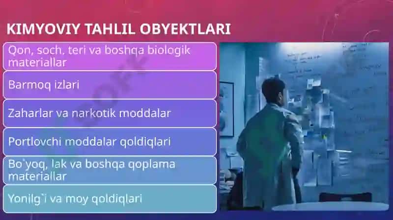 Kriminalistikada kimyoning ro'li 3