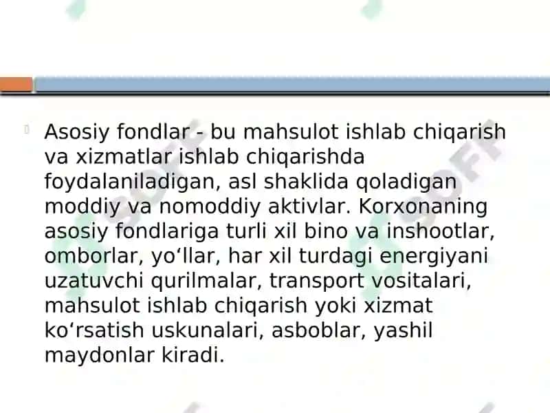 Korxona asosiy fondlaridan foydalanishni yaxshilash yo’llari 3