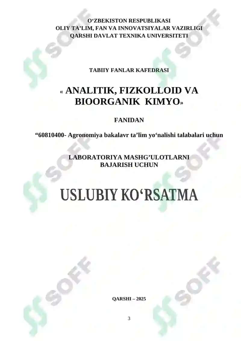 ANALITIK, fizkolloid va bioorganik KIMYO 3