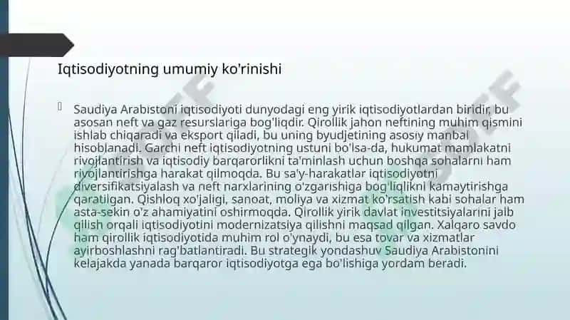 Savdiya Arabistoni iqtisodiyoti 3