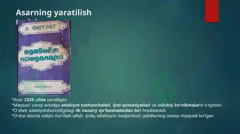 Fitratning,,Adabiyot qoidalariʼʼasari 3