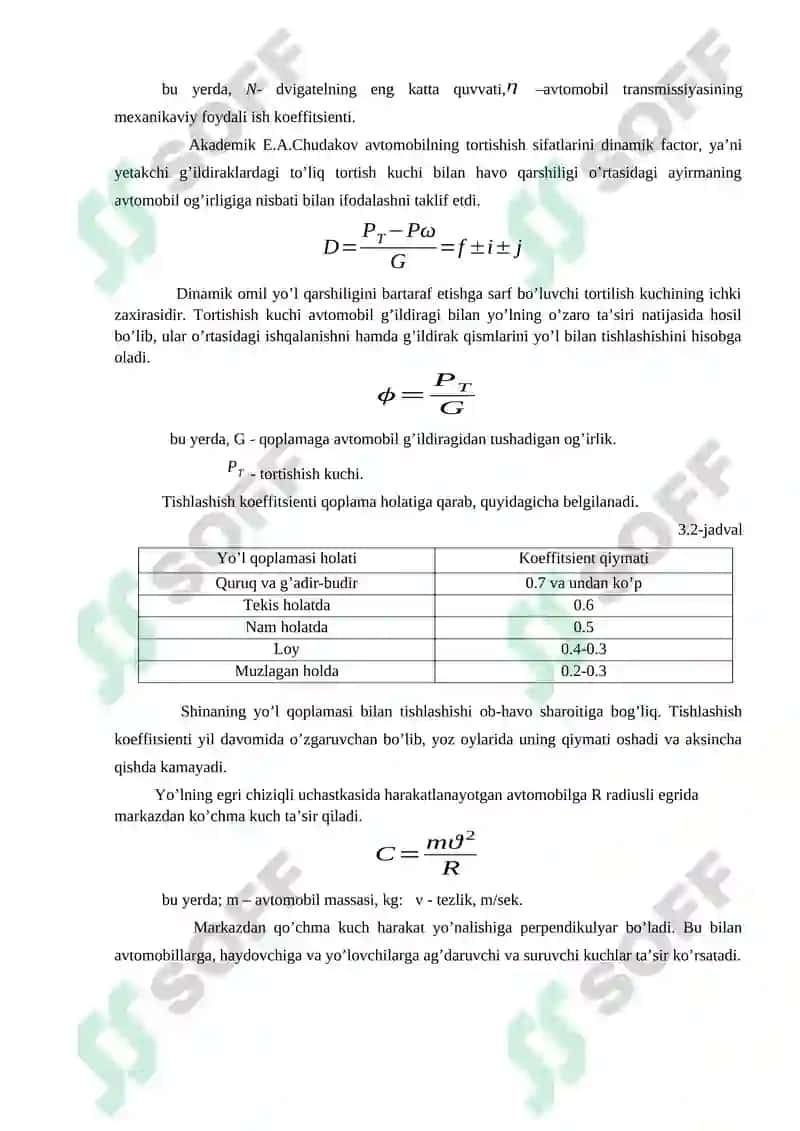 Avtomobillarning yo’llarda harakatlanishi 3