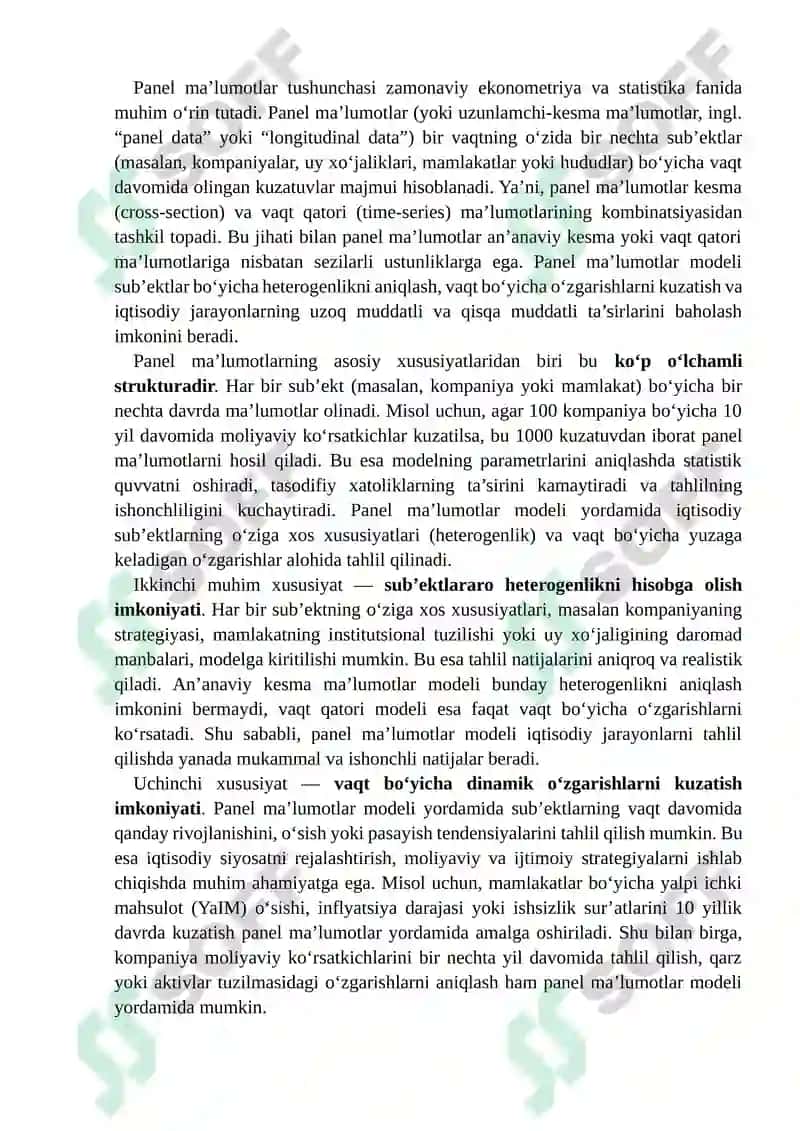 PANEL MA'LUMOTLAR MODELLARI VA ULARNING AFZALLIKLARI 3