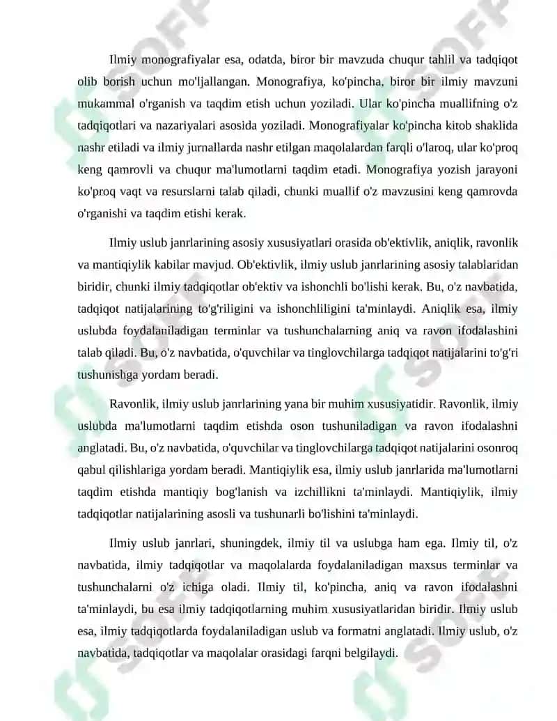 Ilmiy uslub janrlari. Kurs ishi haqida. 3
