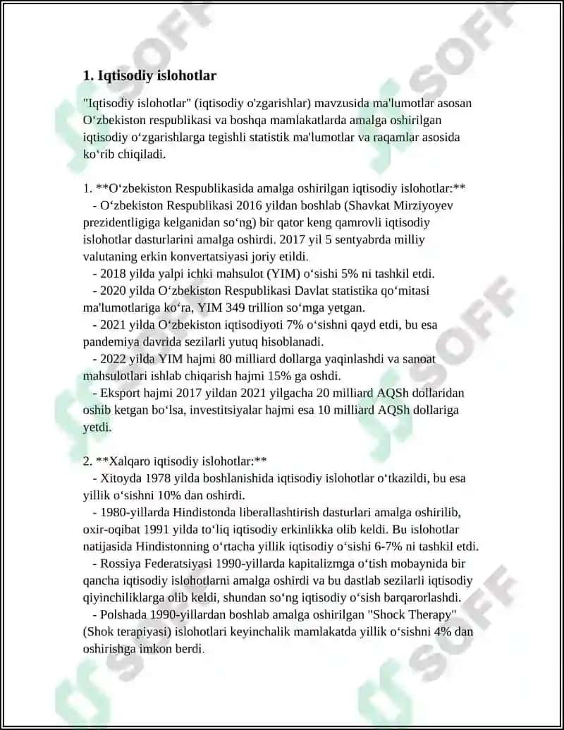 Iqtisodiy islohotlar 3