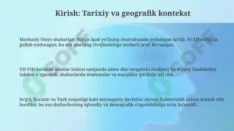 O‘rta Osiyoning ilk o‘rta asrlar shaharlari 3