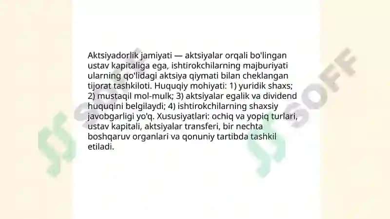 Aktsiyadorlik jamiyati. Firmani tashkil qilish 3
