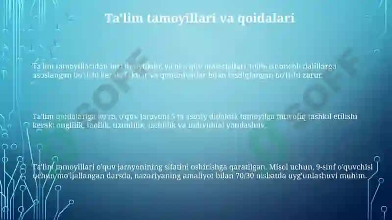 Ta'lim tamoyillari va qoidalari 3