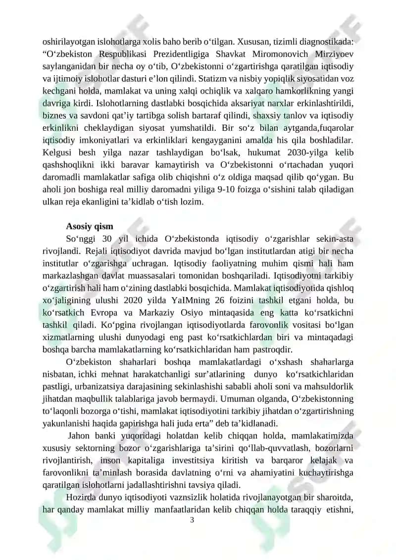 Xalqaro reytinglar va ularga Oʻzbekistonning integratsiyalashuvi 3