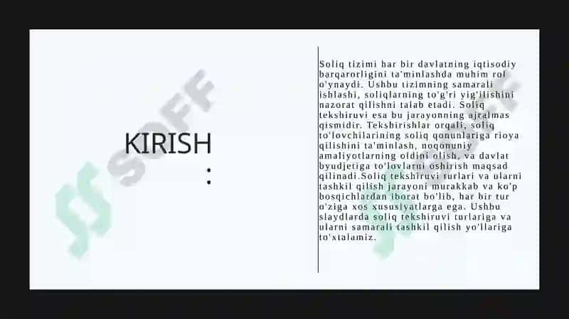 Soliq tekshiruvi turlari va ularni tashkil qilish 3