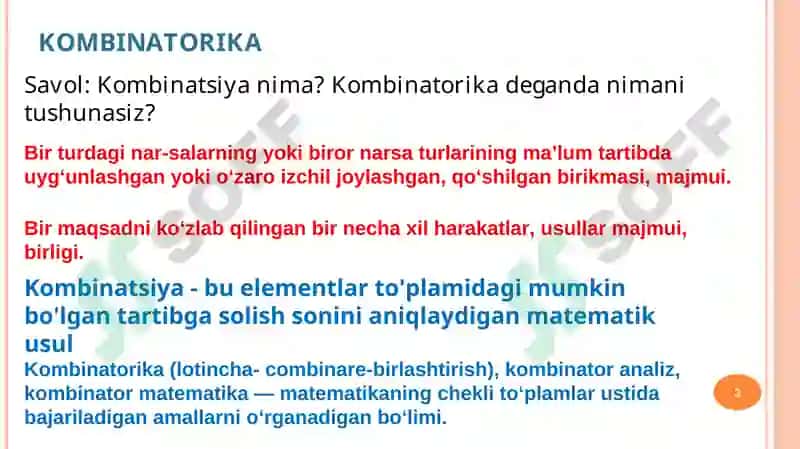 BO‘LAKLASHLAR KOMBINATORIKASI 3