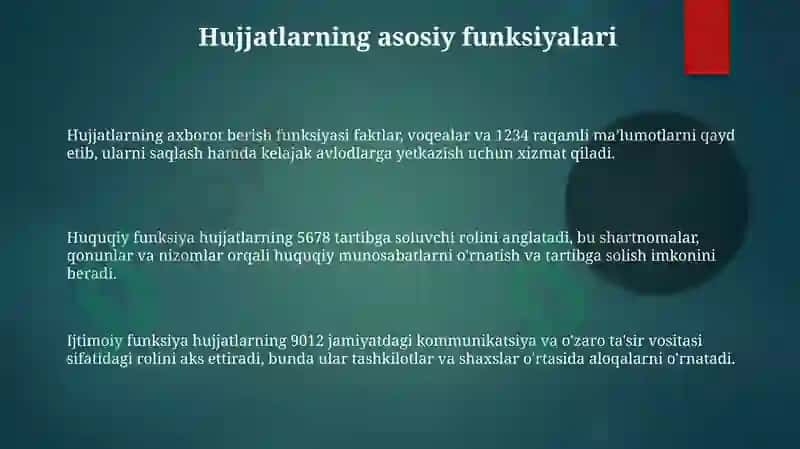 Hujjatlarning vazifasi 3