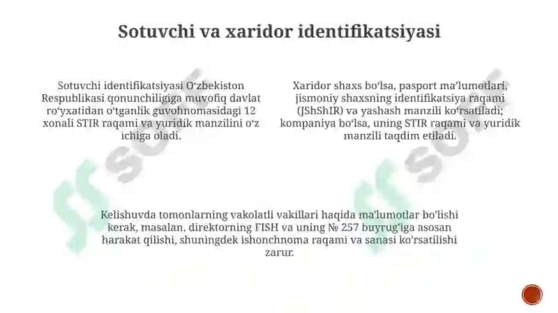 Sotuvchi va xaridor identifikatsiyasi 3