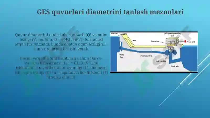 GES quvurlari diametrini tanlash mezonlari 3