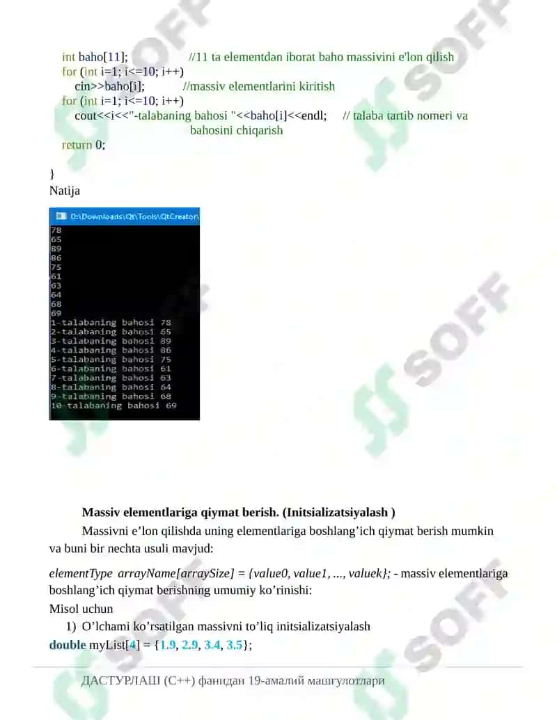Massivlarga doir oddiy dasturlar tuzish. 3